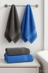 4 Parça Banyo Havlu Takımı %100 Pamuklu Dry Antrasit Mavi