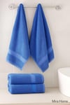 4 Parça Ekonomik Banyo Havlu Takımı %100 Pamuklu Quickdry Mavi Mavi