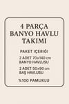 4 Parça Ekonomik Banyo Havlu Takımı %100 Pamuklu Quickdry Mavi Mavi