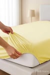 Çift Kişilik Düz Penye  %100 Pamuklu Lastikli Çarşaf 180X200 Newsheet Sarı