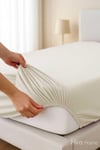 Çift Kişilik Düz Penye  %100 Pamuklu Lastikli Çarşaf 180X200 Newsheet Ekru
