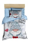 Dijital Baskılı 3d Pamuklu Yenidoğan Bebek Nevresim Takımı Cute Gnome Blue