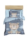 Dijital Baskılı 3d Pamuklu Yenidoğan Bebek Nevresim Takımı Blue Bear