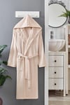 Kapüşonlu Unisex Banyo Bornozu %100 Soft Pamuklu Krem