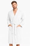 Kimono Yaka Unisex Pamuklu Tek Kişilik Bornoz Beyaz