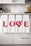 Love Nakışlı 4lü Mutfak Havlusu Seti  30x50 cm