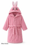 Pembe Tavşan Nakışlı Kulaklı Bebek ve Çocuk Bornozu
