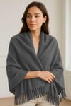 Softiva Polar Omuz Şalı 70x180 cm Unisex Kışlık Şal Antrasit Gri