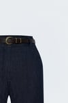 Kemerli Denim Görünümlü Pantolon