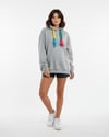 Kapşonlu Oversize PonPon Bağcıklı Sweatshirt Gri
