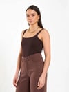 Kolsuz Açık Yaka Bodysuit Kahverengi