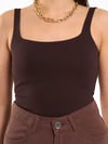 Kolsuz Açık Yaka Bodysuit Kahverengi