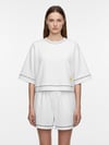 MARIN CLUB Beyaz Pamuk Dokulu Oversize T-Shirt