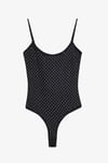 Taş Detaylı Body Siyah Çıtçıtlı