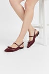 Extra Shoes İstanbul Bordo Cilt Kemer Detay Ve Fiyonk Detaylı Kadın Babet