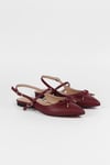 Extra Shoes İstanbul Bordo Cilt Kemer Detay Ve Fiyonk Detaylı Kadın Babet