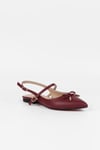 Extra Shoes İstanbul Bordo Cilt Kemer Detay Ve Fiyonk Detaylı Kadın Babet