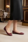 Extra Shoes İstanbul Bordo Kroko Cilt Kepsün Detaylı Günlük Kadın Babet