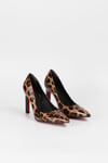 Extra Shoes İstanbul Kadın Leopar Desenli Siyah Rugan Aynalı Jurdan Stiletto