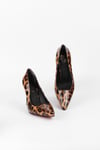 Extra Shoes İstanbul Kadın Leopar Desenli Siyah Rugan Aynalı Jurdan Stiletto
