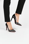 Extra Shoes İstanbul Kadın Ombre Piton Desenli Siyah Rugan Aynalı Jurdan Stiletto
