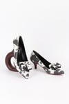 Extra Shoes İstanbul Kadın Siyah Cow desenli Stiletto Fiyonk Detaylı Topuklu Ayakkabı