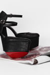 Extra Shoes İstanbul Kadın Siyah Kroko Cilt Platform Bant detaylı Stiletto