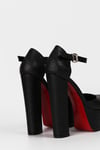 Extra Shoes İstanbul Kadın Siyah Kroko Cilt Platform Bant detaylı Stiletto