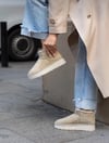 Extra Shoes İstanbul Mini Bej Süet İçi Kürklü Kalın Taban Kadın Bot
