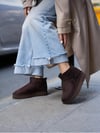 Extra Shoes İstanbul Mini Kahverengi Süet İçi Kürklü Kalın Taban Kadın Bot