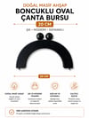  Oval Ahşap Boncuklu Çanta Bursu,  Siyah