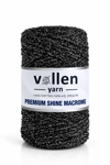  Vollen Yarn Premium Shine (Simli) Polyester Makrome 100Gr/150M ,çanta ipi,supla ipi,bileklik ipi,Siyah