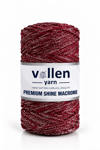  Vollen Yarn Premium Shine (Simli) Polyester Makrome 100Gr/150M ,çanta ipi,supla ipi,bileklik ipi,Bordo