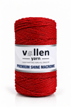  Vollen Yarn Premium Shine (Simli) Polyester Makrome 100Gr/150M ,çanta ipi,supla ipi,bileklik ipi,Kırmızı