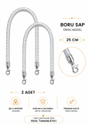 Örgü Model Boru Çanta Sapı 25 cm 1 Çift (2 Adet) Metal Klipsli Çanta Kulpu Çanta Aksesuarı,Gümüş