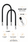 Örgü Model Boru Çanta Sapı 25 cm 1 Çift (2 Adet) Metal Klipsli Çanta Kulpu Çanta Aksesuarı,Siyah