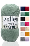 Vollen Yarn Anatolia Doğa Dostu El Örgü Ipi, Hırka Kazak Ip Atkı Patik Battaniye Ipi, Su Yeşili