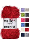 Vollen Yarn Furly Fox El Örgü İpi Hırka Kazak İpliği,Tuylu ip,Pelus İp,Sakalli ip,Battaniye ipi,Paspas ipi, Kırmızı