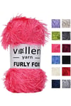 Vollen Yarn Furly Fox El Örgü İpi Hırka Kazak İpliği,Tuylu ip,Pelus ,Sakalli ,Battaniye ve Paspas ipi, PEMBE