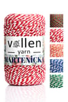 Vollen Yarn Premium 175 Metre 200 G Marteniçka Ipi,Hediye Paketleme Ipi,Kırmızı Beyaz