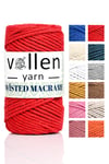 vollen yarn Premium 3 Büküm, Taranan Makrome, Pamuk Makrame, Halat İp, Üç Büküm, Hobi İpi, 250Gr, Kırmızı