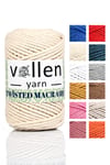 vollen yarn Premium 3 Büküm, Taranan Makrome, Pamuk Makrame, Halat İp, Üç Büküm, Hobi İpi, 250Gr, Krem