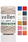 vollen yarn Premium 3 Büküm, Taranan Makrome, Pamuk Makrame, Halat İp, Üç Büküm, Hobi İpi, 250Gr,Ekru