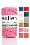 vollen yarn Premium 3 Büküm, Taranan Makrome, Pamuk Makrame, Halat İp, Üç Büküm, Hobi İpi, 250Gr, Pembe