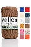 vollen yarn Premium 3 Büküm, Taranan Makrome, Pamuk Makrame, Halat İp, Üç Büküm, Hobi İpi, 250Gr,Kahverengi