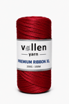 Vollen Yarn Premium 4mm Polyester Ribbon İpi 200Gr/100Mt, Kırmızı