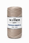 Vollen Yarn Premium 4mm Polyester Ribbon İpi 200Gr/100Mt, Açık Taş