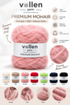 Vollen Yarn Premium Mohair 100 gr 250 m %25 Yün %75 Akrilik – Yumuşak, Hafif ve Dolgun Örgü İpi, SAKS MAVİ