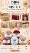 Vollen Yarn Shine Clup Simli Pullu El Örgü İpi 50 gr 150 m Polyester Tığ ve Şiş İpi Çanta Aksesuar İpi, 5001