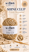 Vollen Yarn Shine Clup Simli Pullu El Örgü İpi 50 gr 150 m Polyester Tığ ve Şiş İpi Çanta Aksesuar İpi, 5002